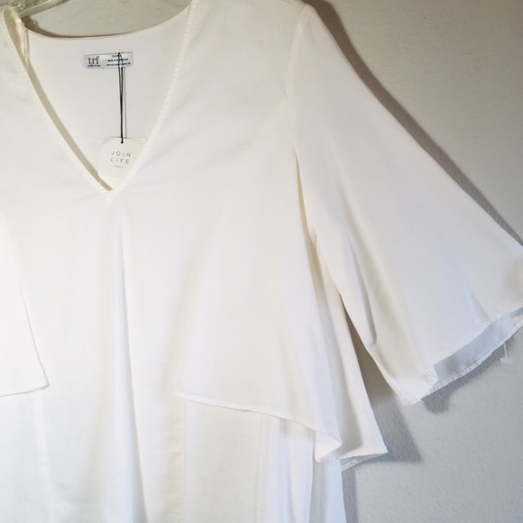 Zara Tiered Top High Low Tunic Oversized Top White - Picture 4 of 8